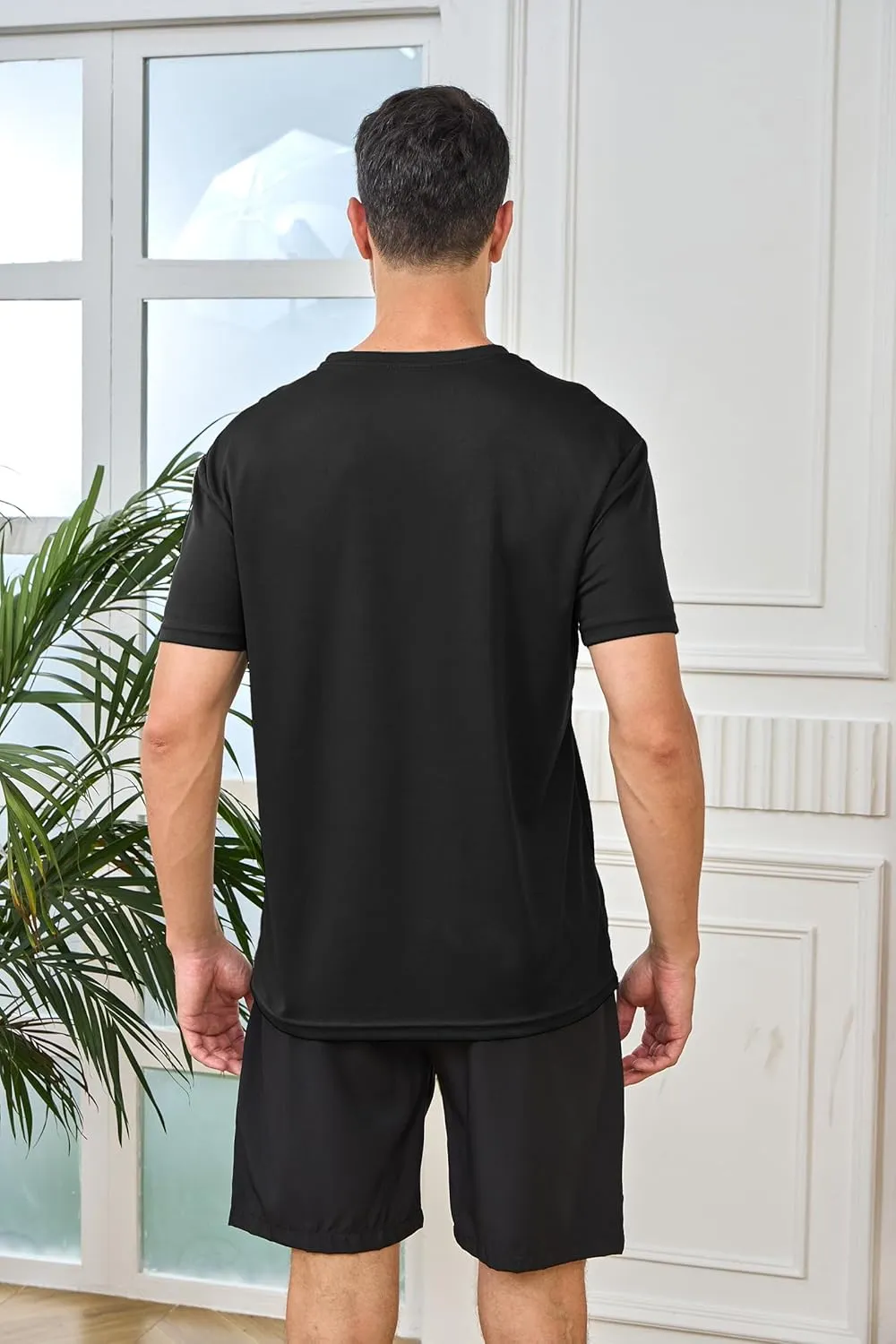 5 Pack Mens Athletic Active Quick Dry Crew Neck T Shirts Running Gym Workout Short Sleeve Tee Tops
