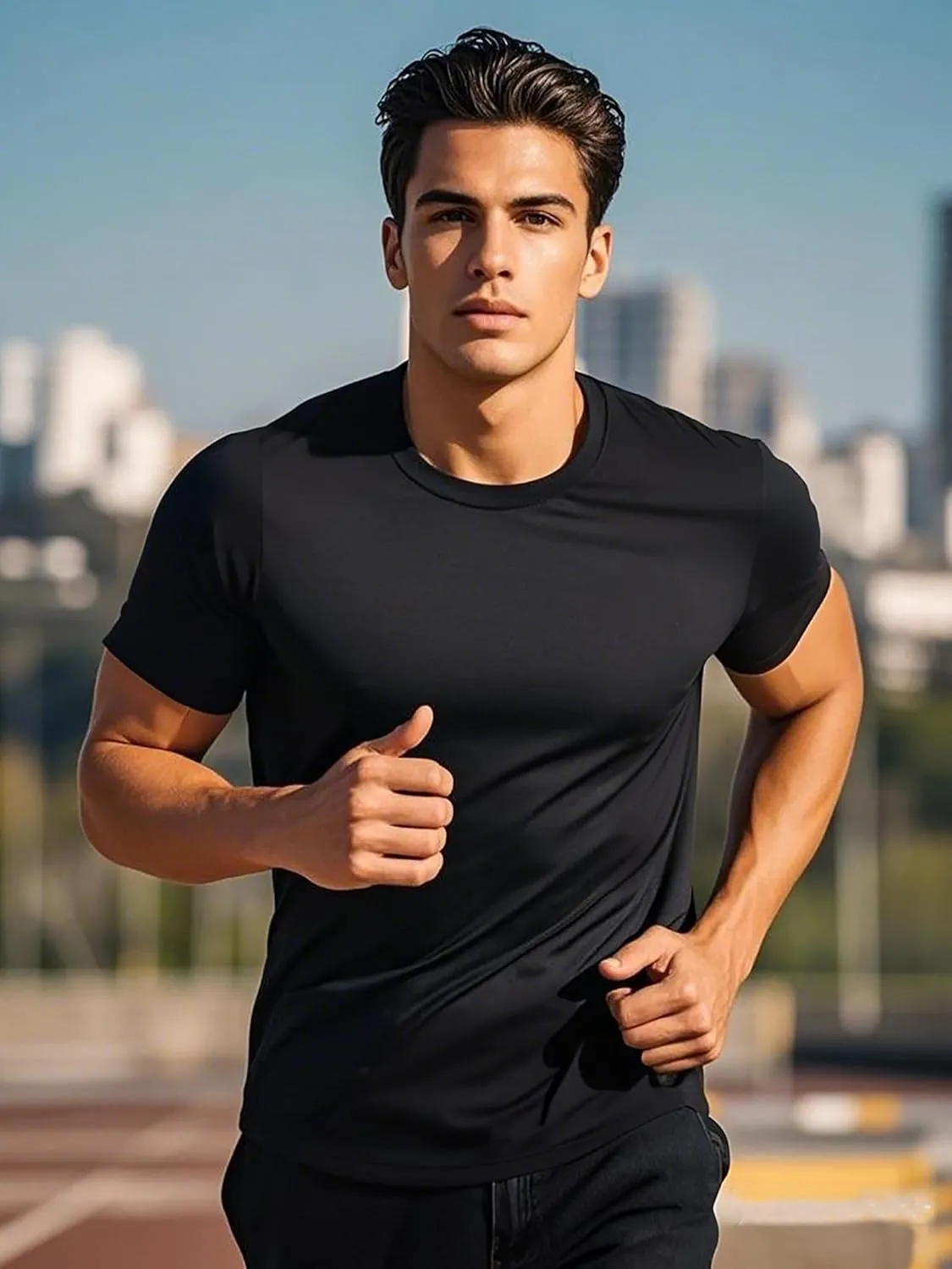 5 Pack Mens Athletic Active Quick Dry Crew Neck T Shirts Running Gym Workout Short Sleeve Tee Tops