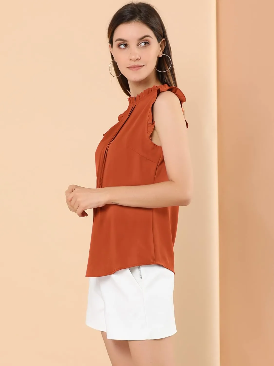 Allegra K Women's Business Casual Blouse Office Work Shirts Vintage Sleeveless Interview Professional Blouses Top