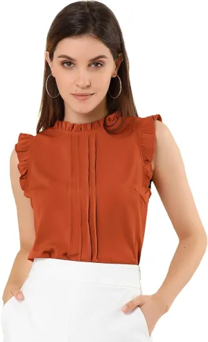 Allegra K Women's Business Casual Blouse Office Work Shirts Vintage Sleeveless Interview Professional Blouses Top