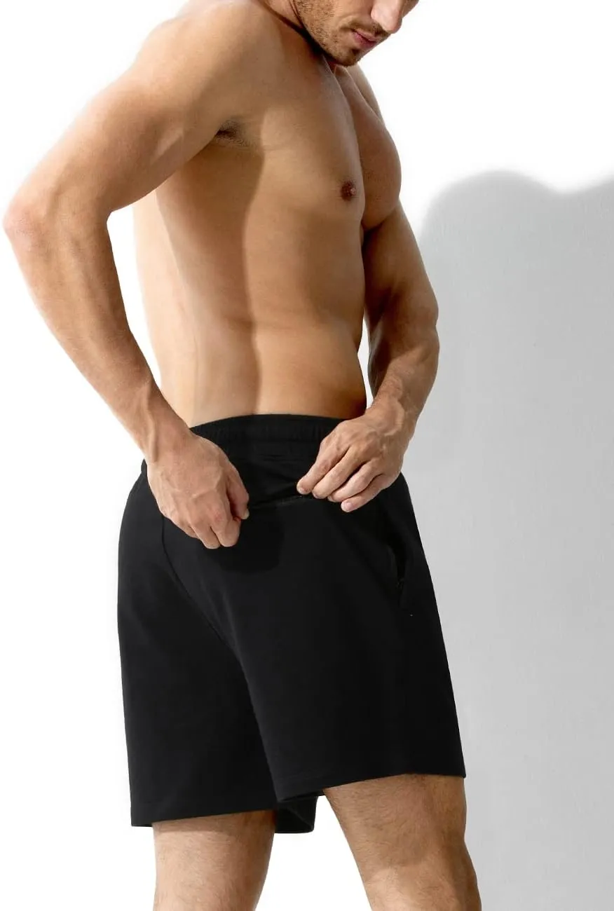 Arjen Kroos Men Sweat Cotton Shorts with Zipper Pockets 5 Inch Athletic Gym Stretch Workout Short