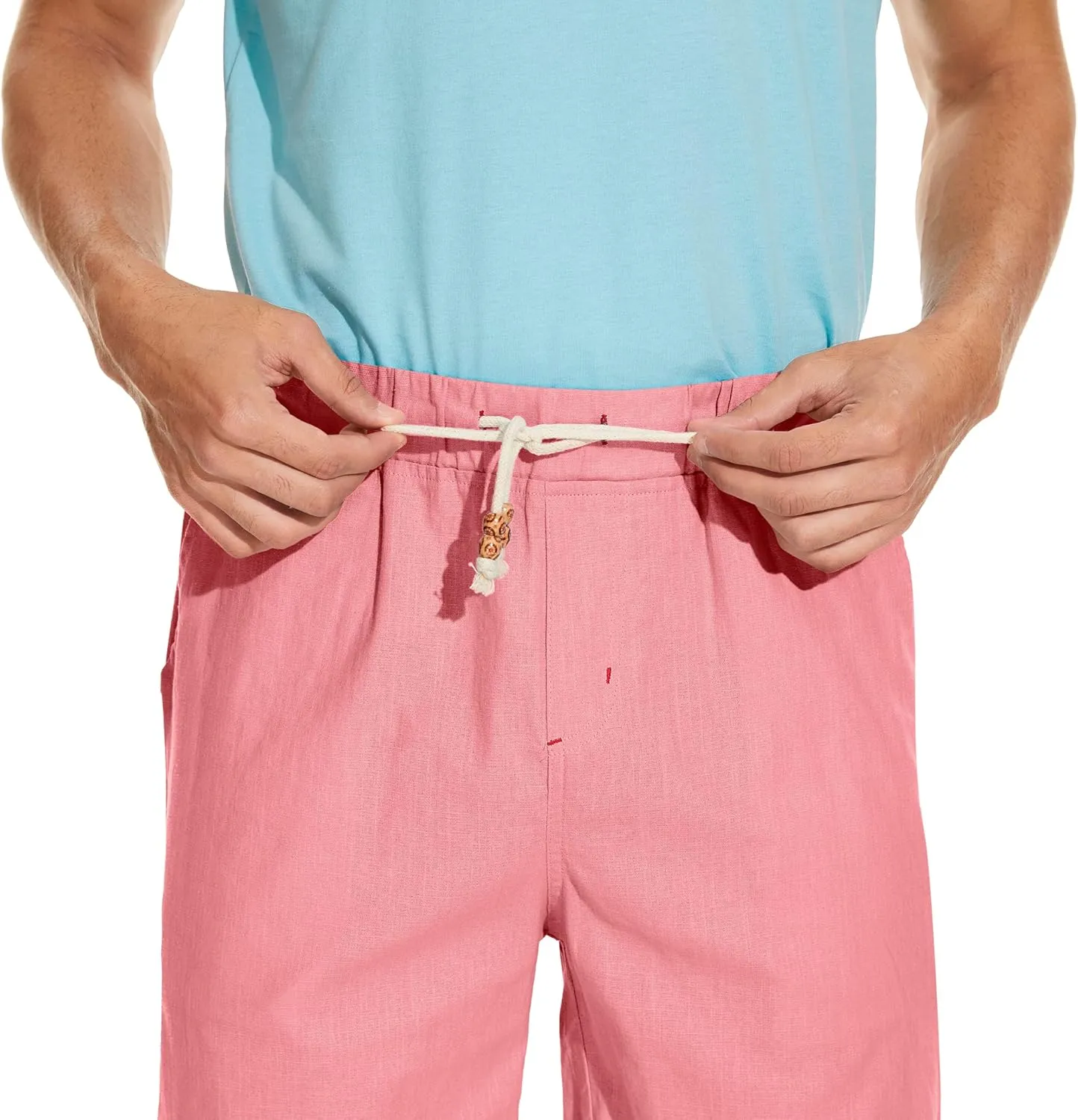 Boisouey Men's Linen Casual Classic Fit Short Summer Beach Shorts