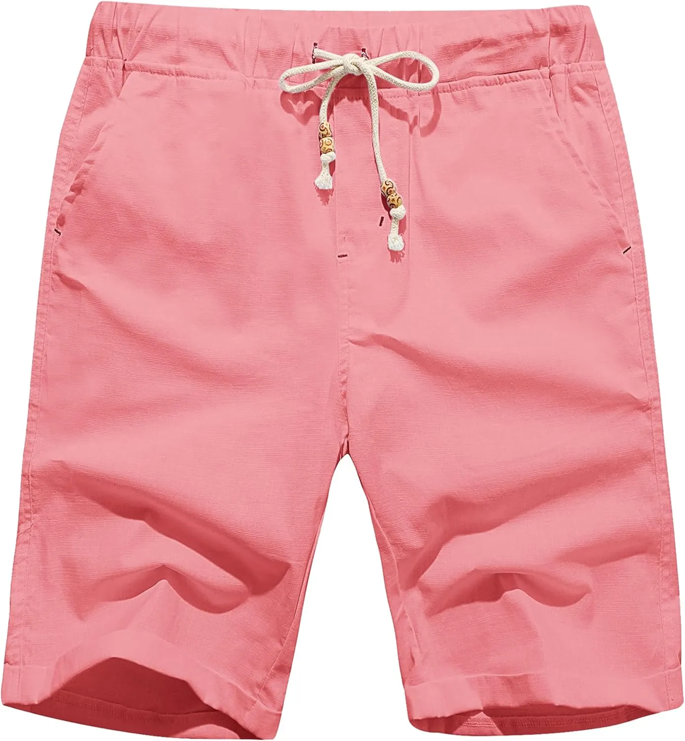Boisouey Men's Linen Casual Classic Fit Short Summer Beach Shorts