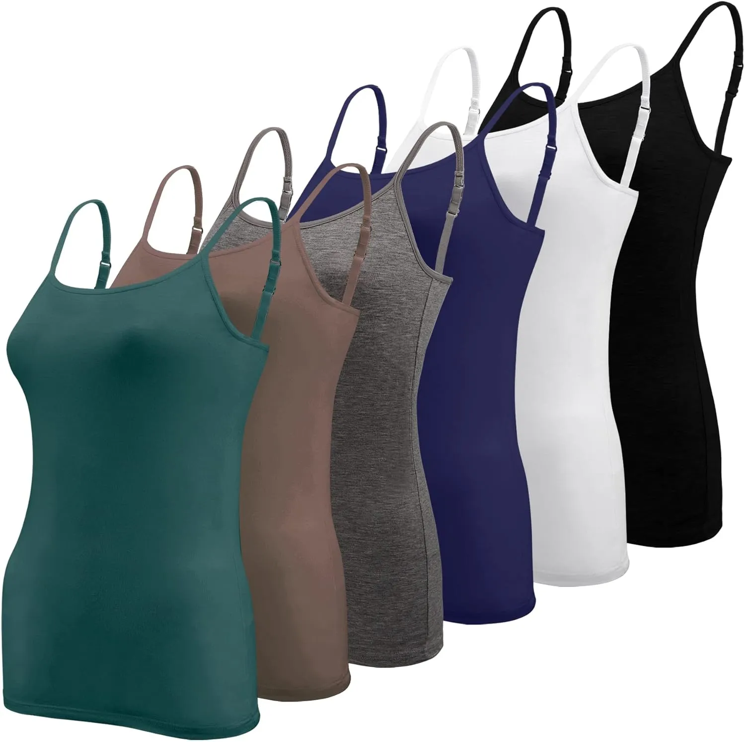 BQTQ 6 Pcs Women's Camisole Tops Undershirts Adjustable Spaghetti Strap Tank Top