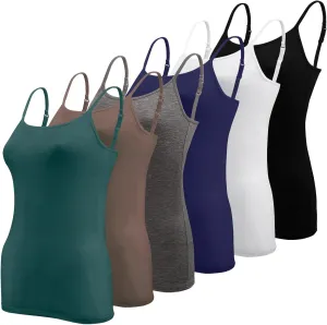 BQTQ 6 Pcs Women's Camisole Tops Undershirts Adjustable Spaghetti Strap Tank Top