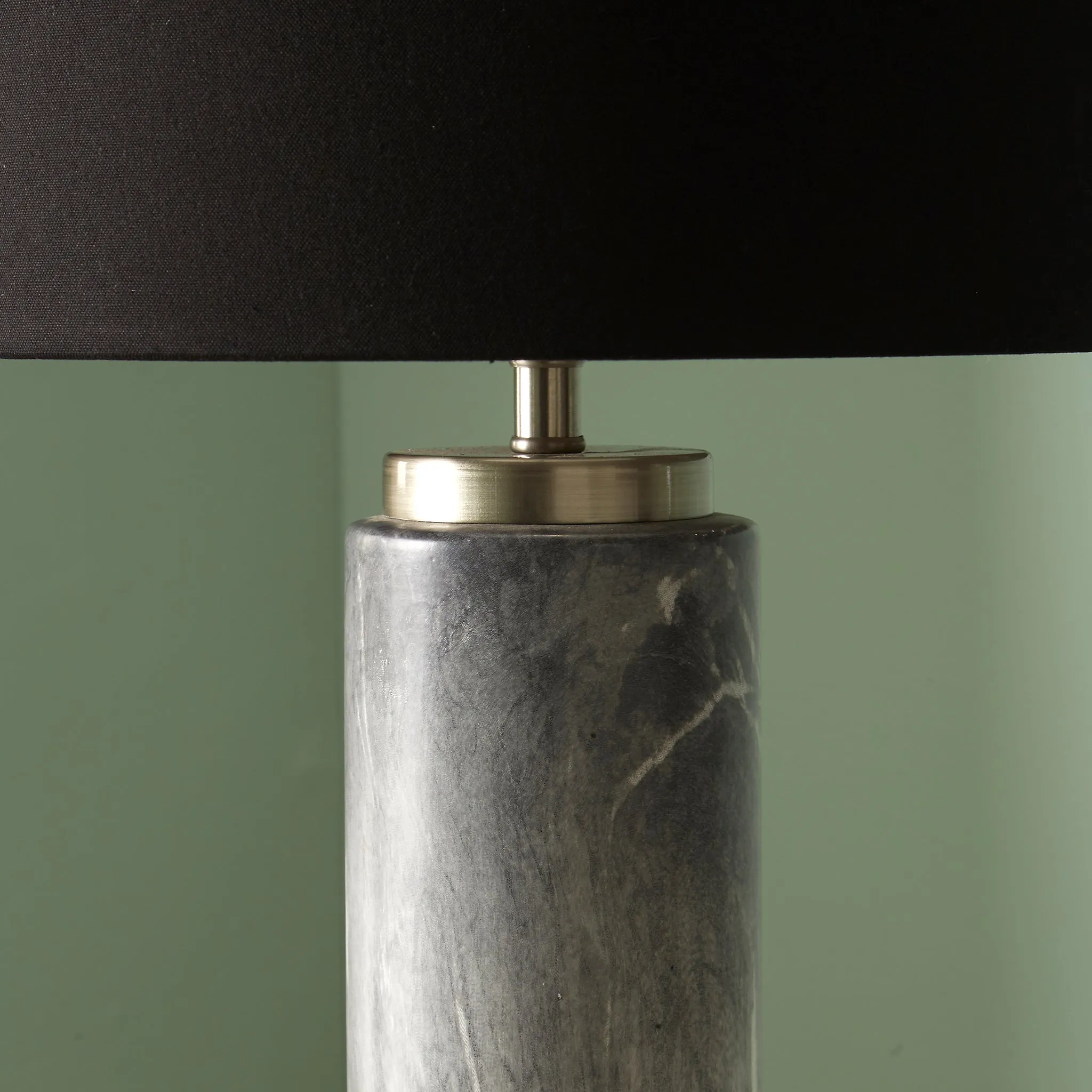 Carrara Marble Effect Tall Ceramic Table Lamp in Grey