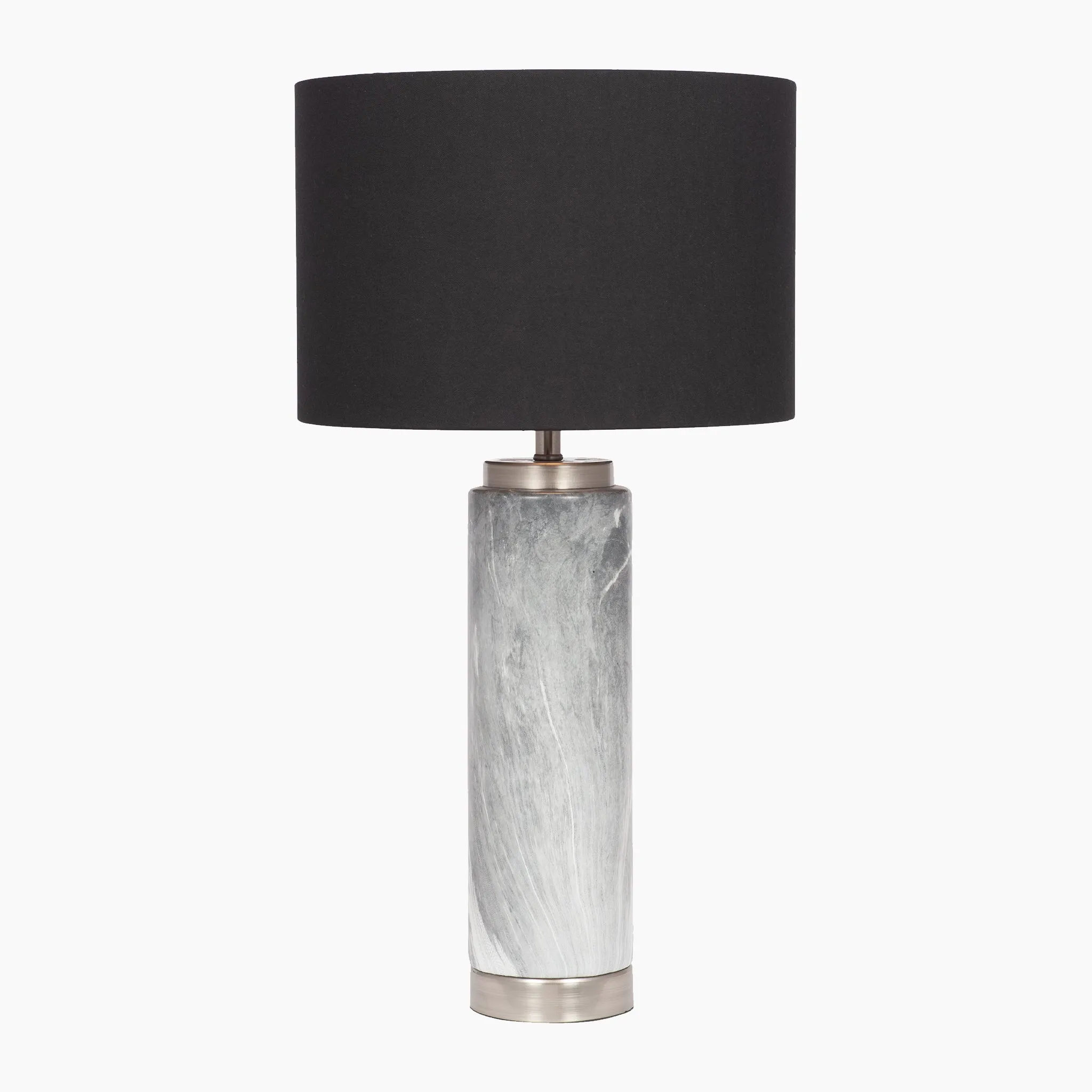 Carrara Marble Effect Tall Ceramic Table Lamp in Grey