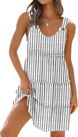 ETCYY Sundresses for Women 2025 Vacation Swimsuit Cover Ups Boho Floral Beach Dress T-Shirts Tank Dresses