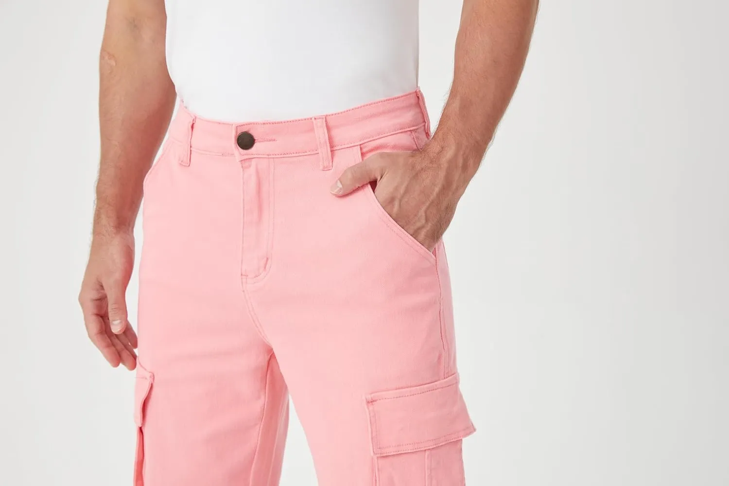 FREDD MARSHALL Cargo Jeans for Mens Relaxed Fit Straight Leg Fashion Work Denim with 6 Pockets