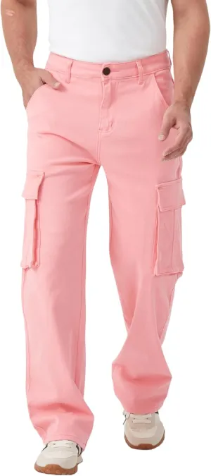 FREDD MARSHALL Cargo Jeans for Mens Relaxed Fit Straight Leg Fashion Work Denim with 6 Pockets