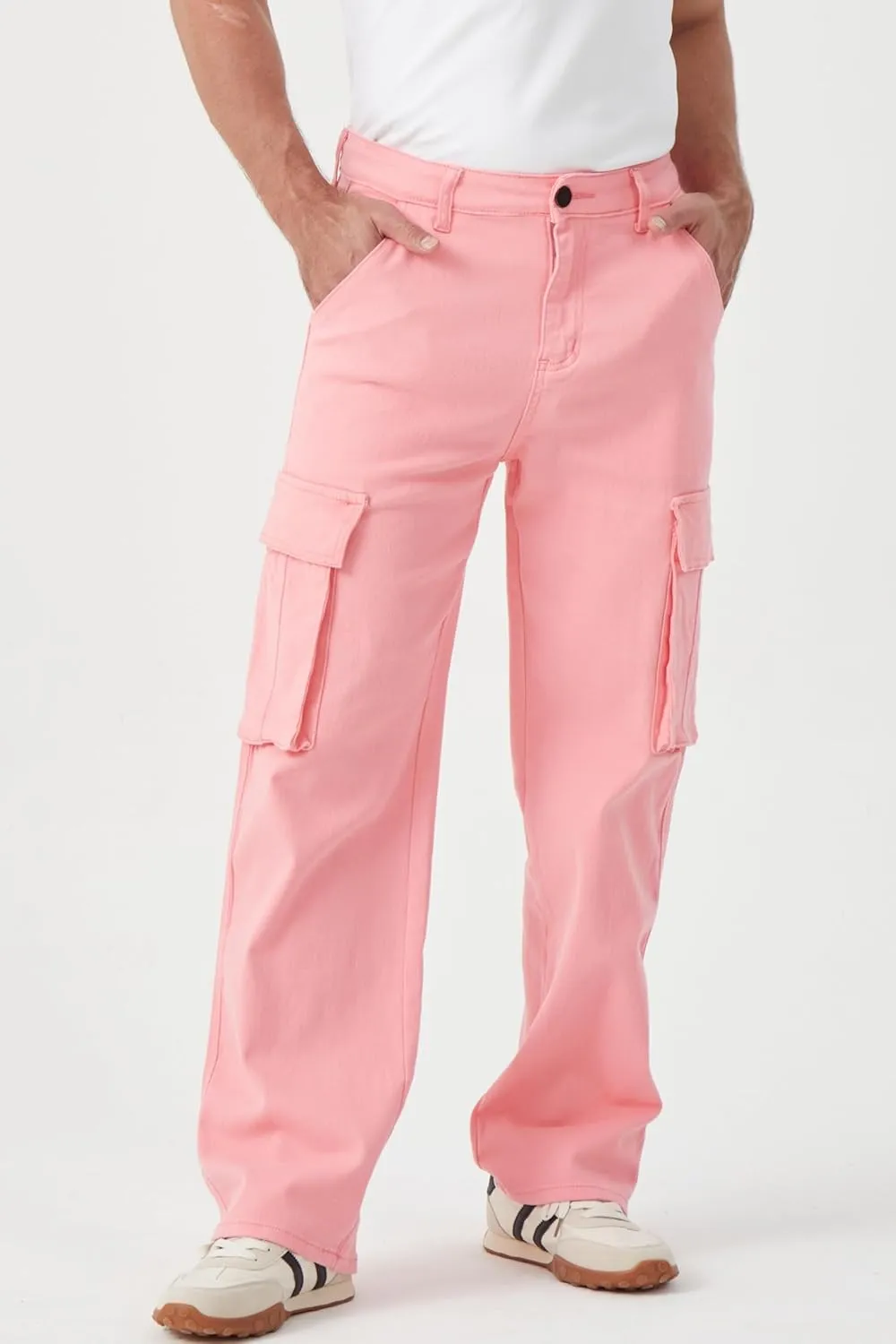 FREDD MARSHALL Cargo Jeans for Mens Relaxed Fit Straight Leg Fashion Work Denim with 6 Pockets