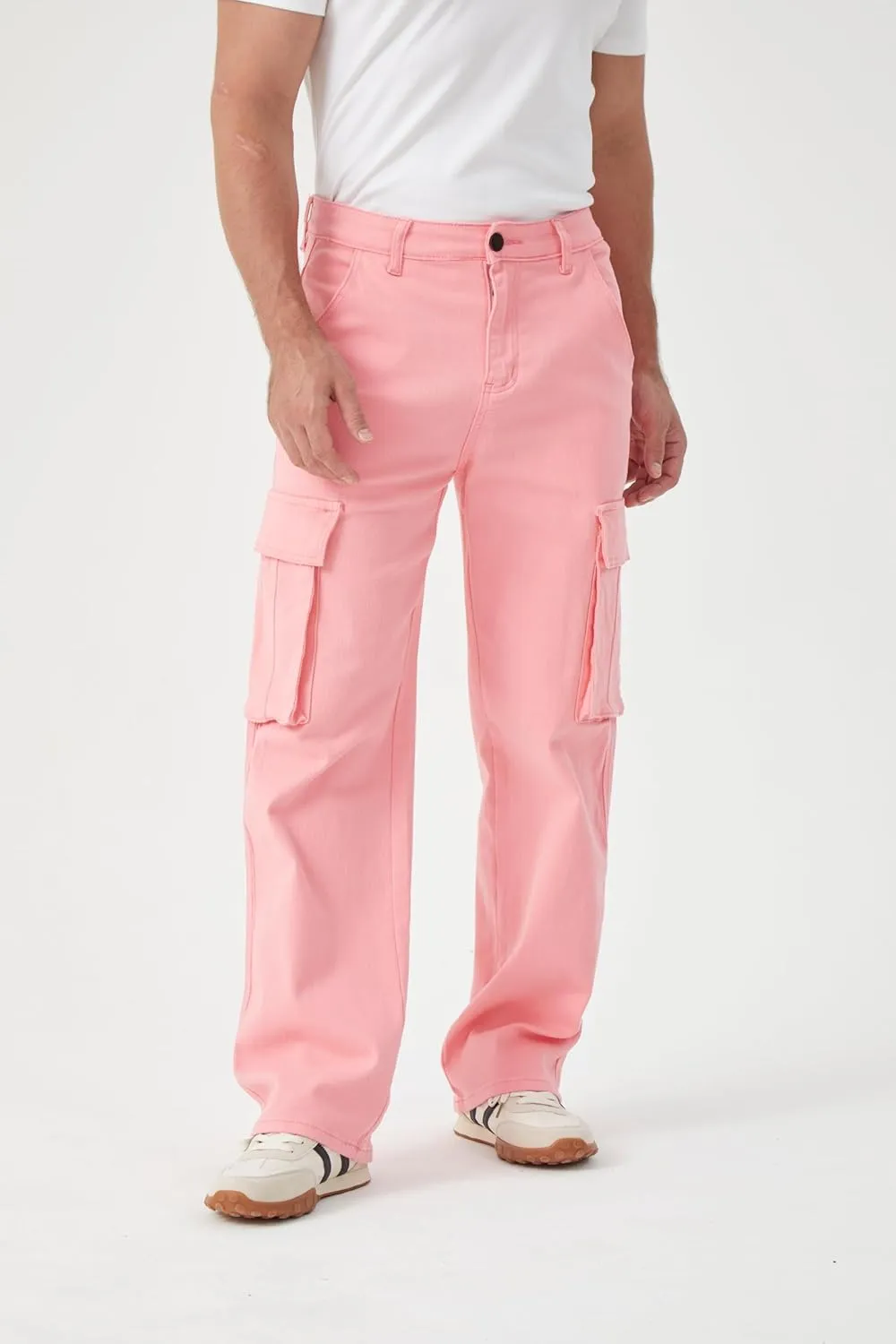 FREDD MARSHALL Cargo Jeans for Mens Relaxed Fit Straight Leg Fashion Work Denim with 6 Pockets