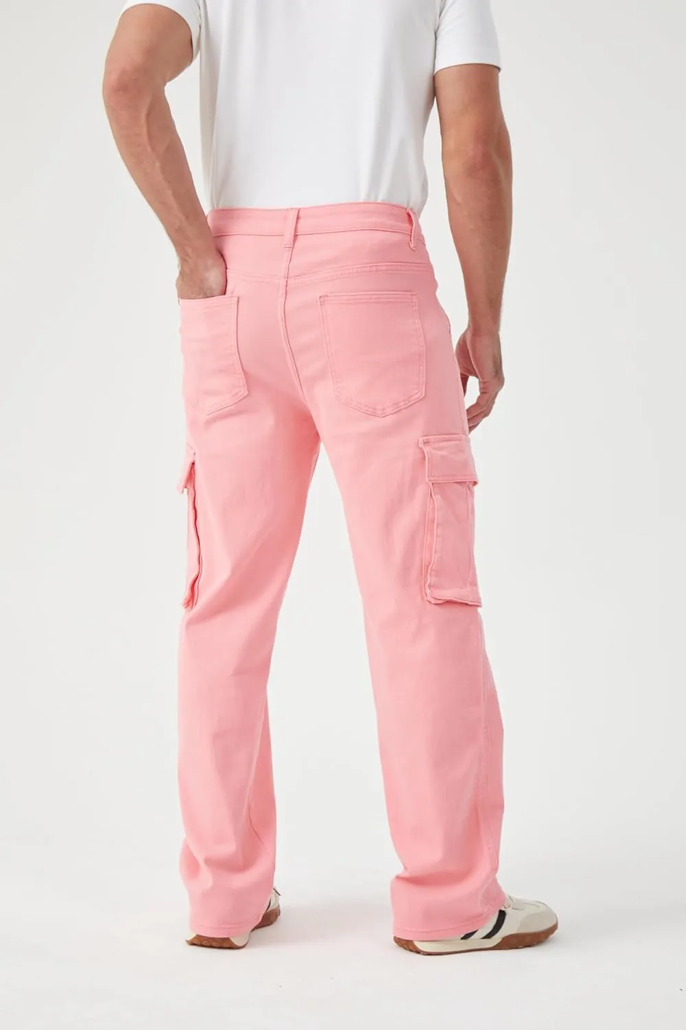FREDD MARSHALL Cargo Jeans for Mens Relaxed Fit Straight Leg Fashion Work Denim with 6 Pockets
