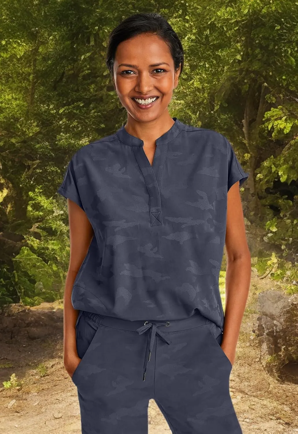 Healing Hands Scrub Top for Women Modern Fit Tee with 2 Pockets, Moisture Wicking, 360 Stretch and Quick Dry Fabric 2352