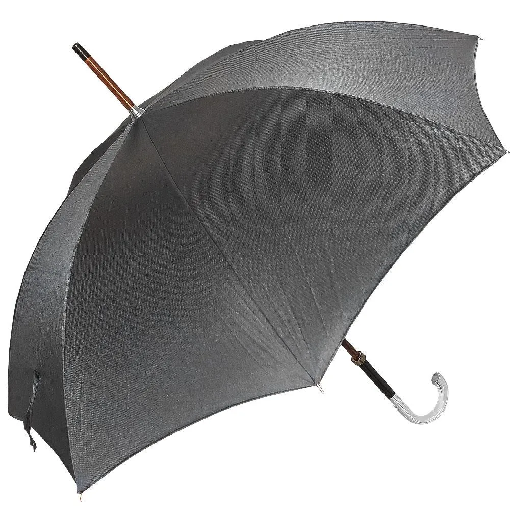 Italian Luxury: Tourist Handle, Woven Umbrella Cane, 925r Silver