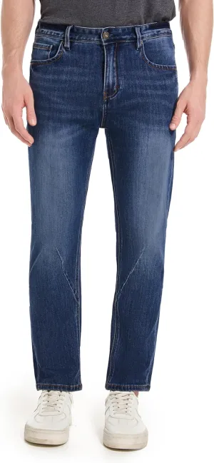 Jeans for Short Men 27" Original Straight Taper Fit Short Length Casual Stretch Denim Pants AT01
