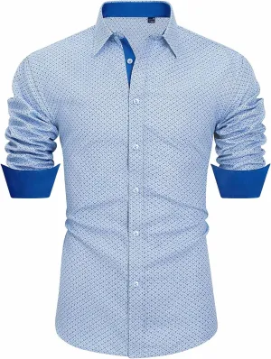 J.VER Men's Printed Dress Shirts Casual Long Sleeve Stylish Button Down Shirt