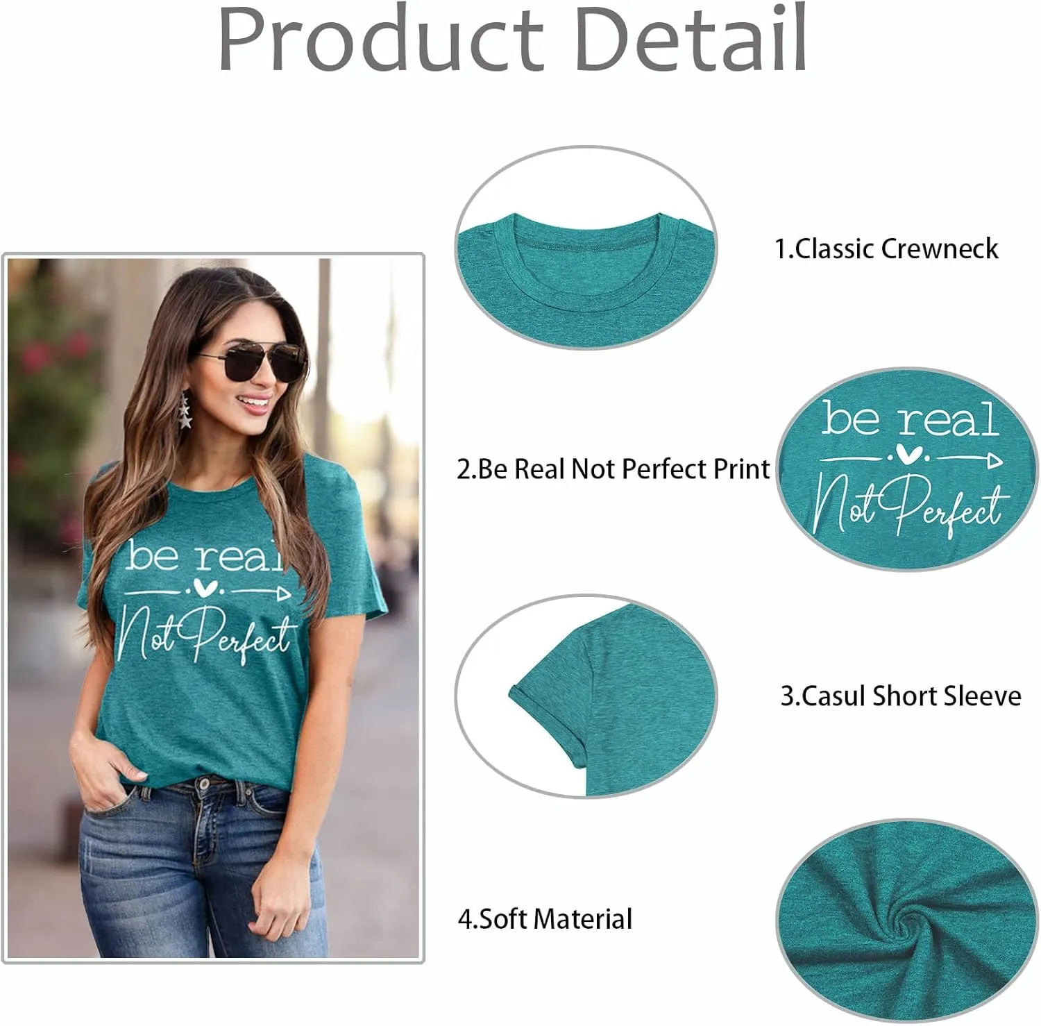 Kindness Shirt Tops for Women Be Real Not Perfect T-Shirt Short Sleeve Inspirational Graphic Tees Shirts