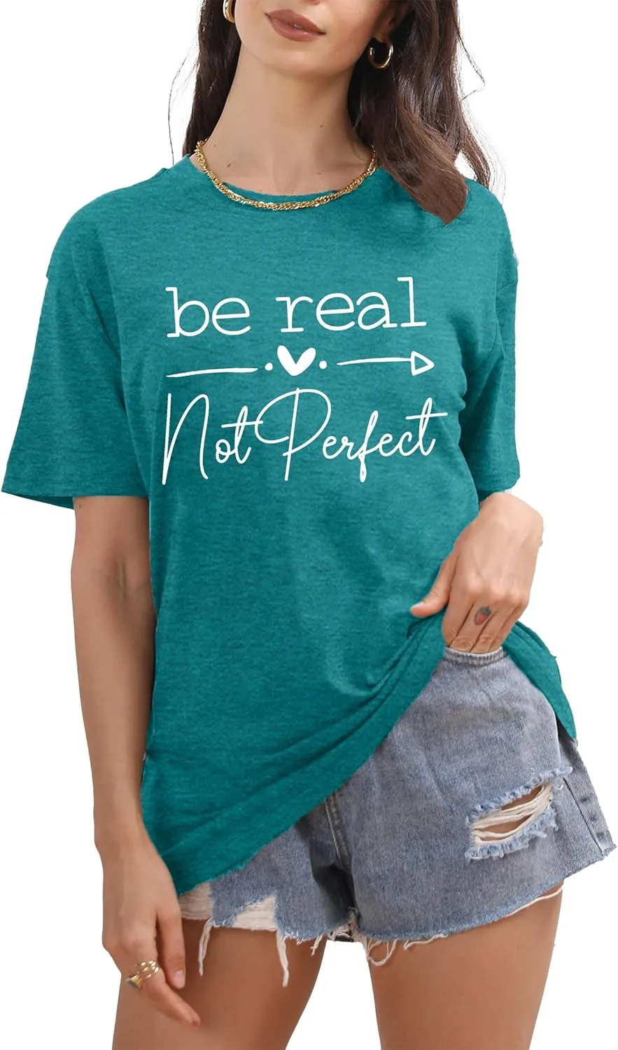 Kindness Shirt Tops for Women Be Real Not Perfect T-Shirt Short Sleeve Inspirational Graphic Tees Shirts