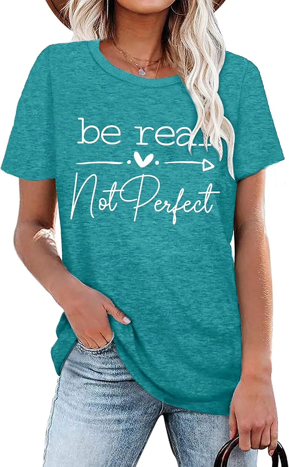 Kindness Shirt Tops for Women Be Real Not Perfect T-Shirt Short Sleeve Inspirational Graphic Tees Shirts