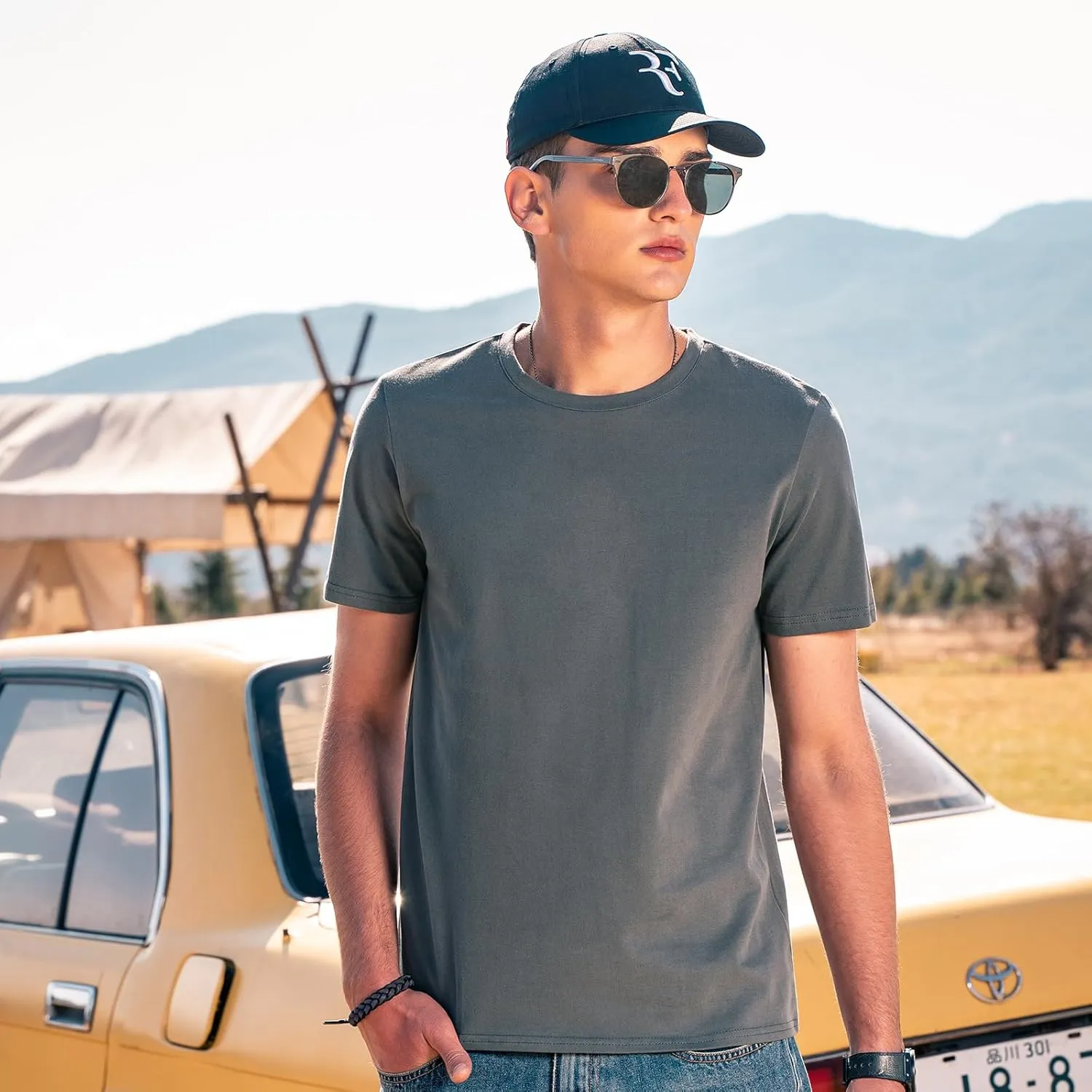 Men's Ice Silk T-Shirt, Quick Dry Casual Shirt, Classic Men's Solid Color T-Shirt