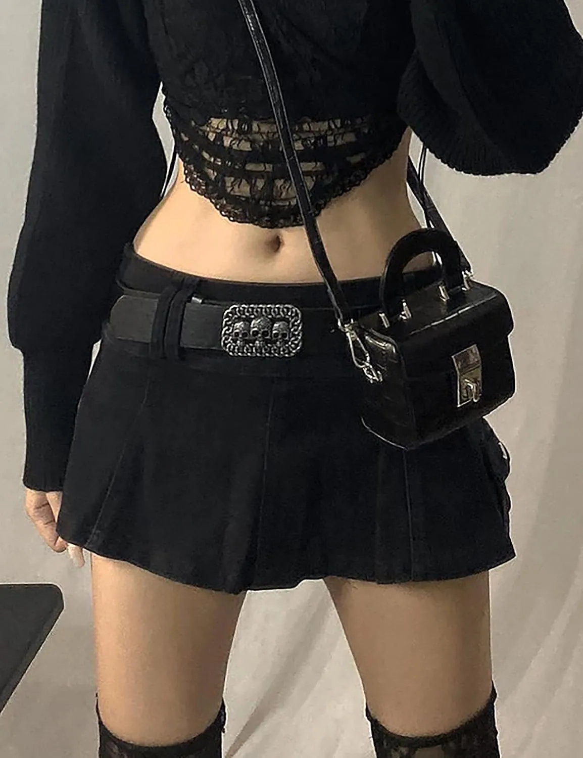 MISSACTIVER Womens Low Waist Jeans Skirt Zipper Back 90S Streetwear Patchwork A-line Mini Skirt with Pockets