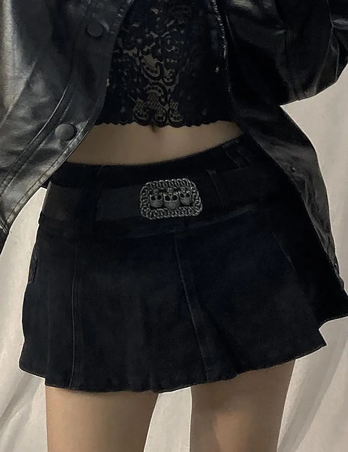 MISSACTIVER Womens Low Waist Jeans Skirt Zipper Back 90S Streetwear Patchwork A-line Mini Skirt with Pockets
