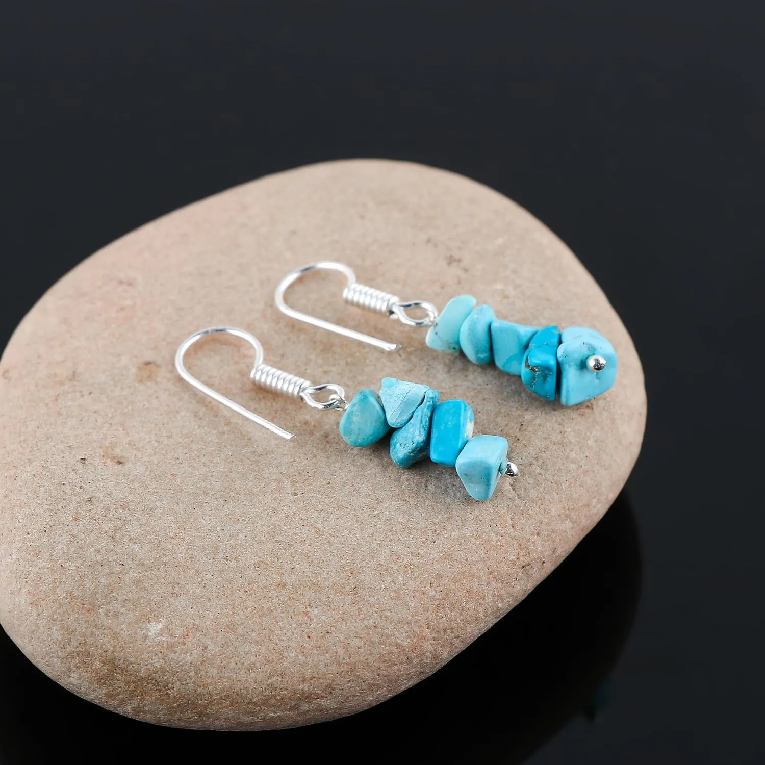 Natural Turquoise Chips Crystal Earring, Yoga Jewelry, Meditation Earring, Raw Gemstone, Birthday, Gift for Her, Gemstone Jewelry, Mother's Day Gifts (Turquoise)
