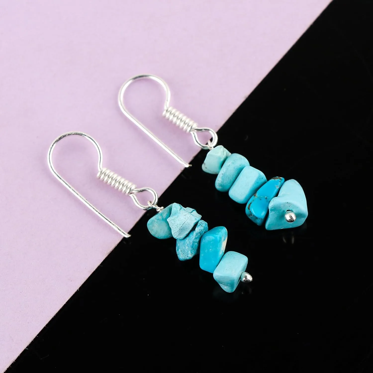Natural Turquoise Chips Crystal Earring, Yoga Jewelry, Meditation Earring, Raw Gemstone, Birthday, Gift for Her, Gemstone Jewelry, Mother's Day Gifts (Turquoise)
