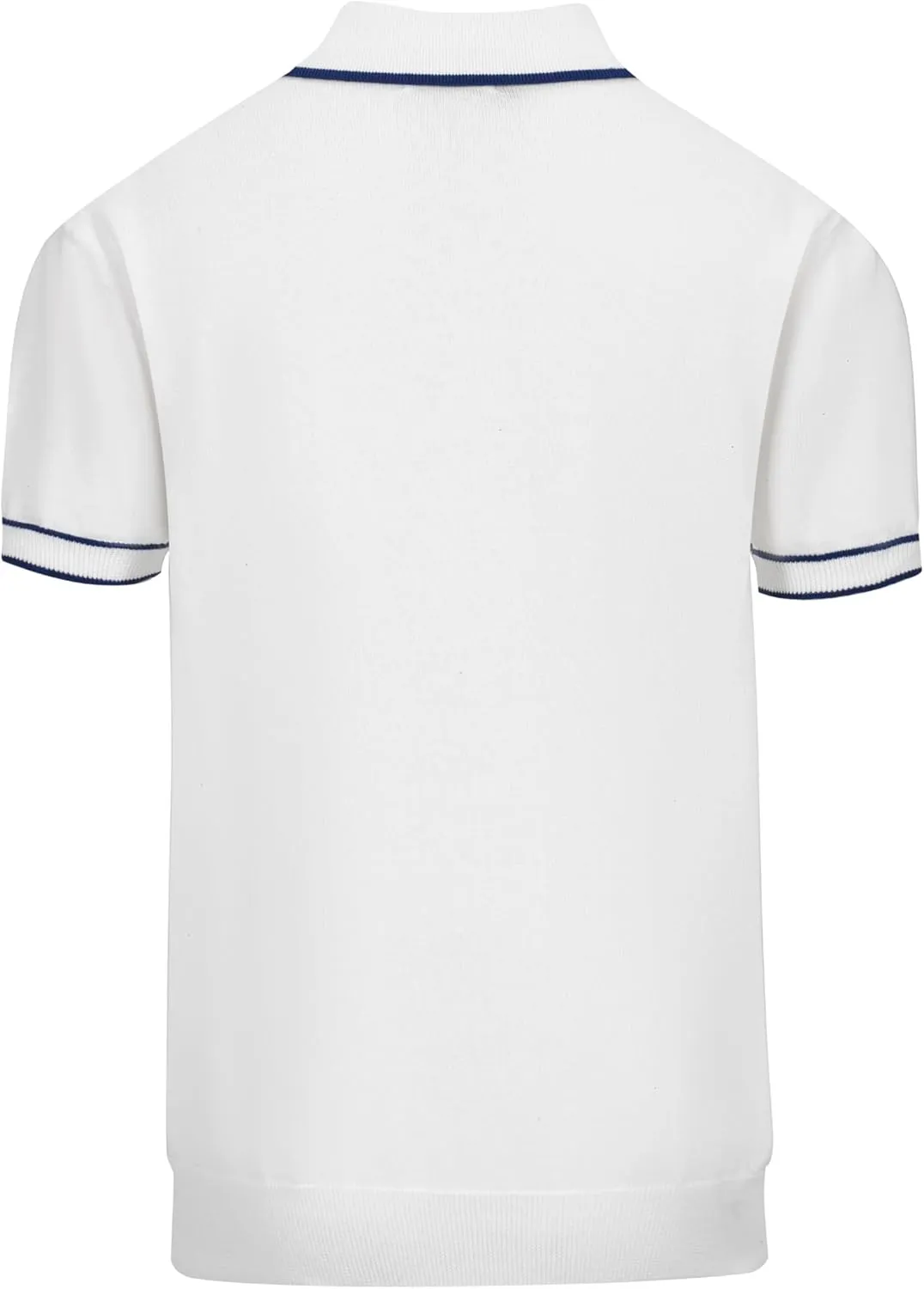 OXKNIT Men's Knitted Vintage Polo Shirts Short-Sleeve Casual V Neck White Shirt with Embroidered Flower