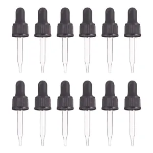 PH PandaHall Set of 12, Glass Eye Droppers for Essential Oil 15ml (1/2 Ounce) Pressure Rotating Cover Oil Droppers Pipettes Roller Tops for Essential Oil Bottles