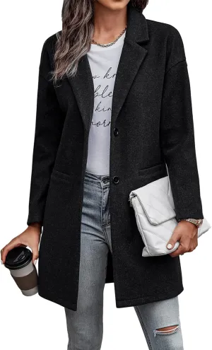 PRETTYGARDEN Women's Plaid Shacket Jacket Trendy Casual Button Wool Blend Winter Tartan Trench Coat with Pockets