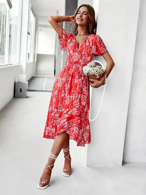 Printed Flowy Dress Sexy Holiday Swing dress