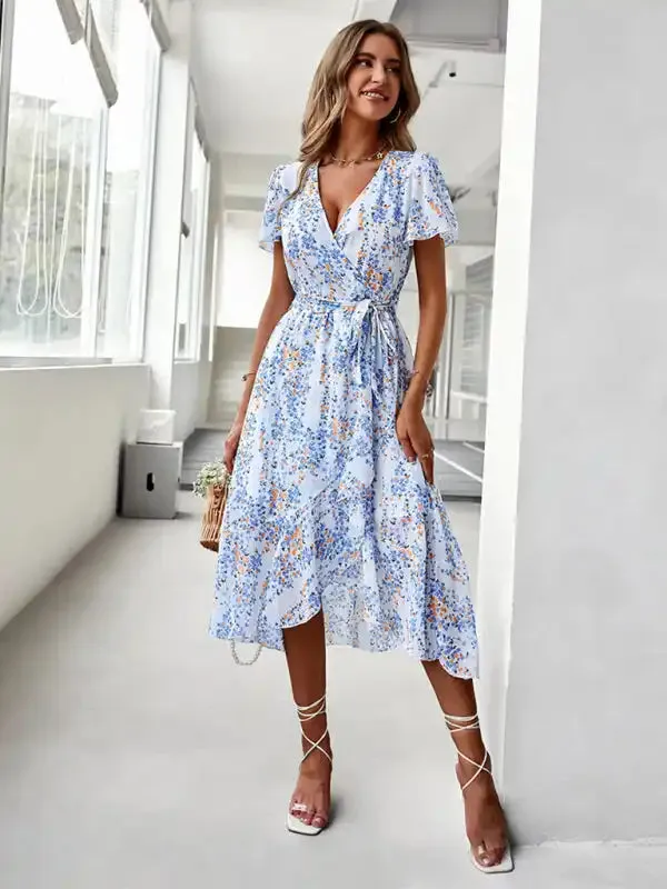 Printed Flowy Dress Sexy Holiday Swing dress