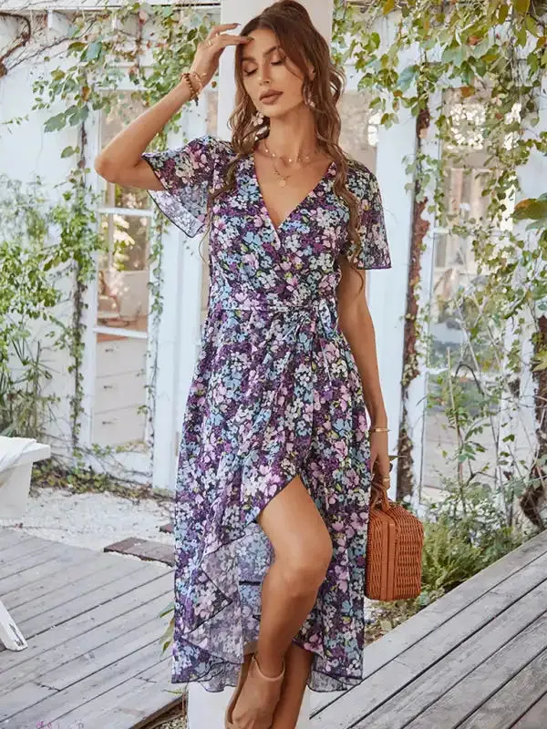 Printed Flowy Dress Sexy Holiday Swing dress