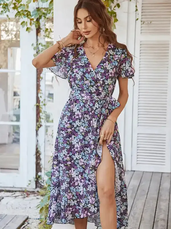 Printed Flowy Dress Sexy Holiday Swing dress