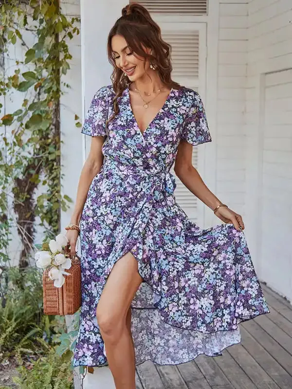 Printed Flowy Dress Sexy Holiday Swing dress