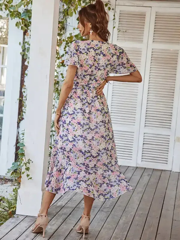 Printed Flowy Dress Sexy Holiday Swing dress