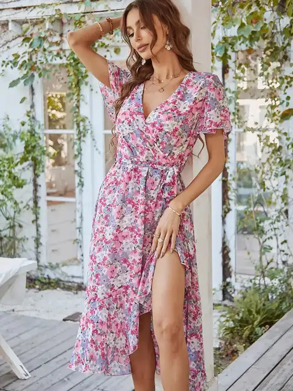 Printed Flowy Dress Sexy Holiday Swing dress