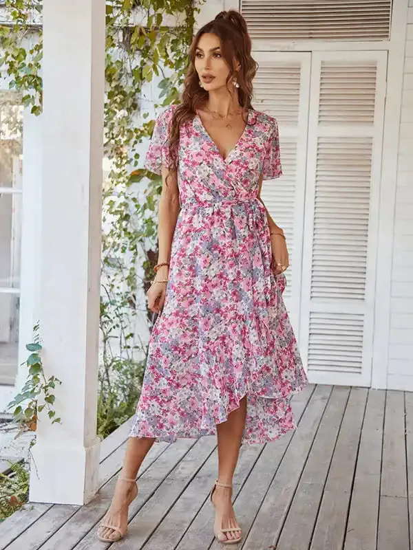 Printed Flowy Dress Sexy Holiday Swing dress