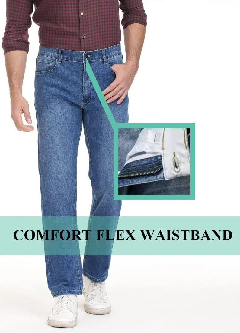 Soojun Men's Flex Waist Regular Fit Straight Leg Jeans