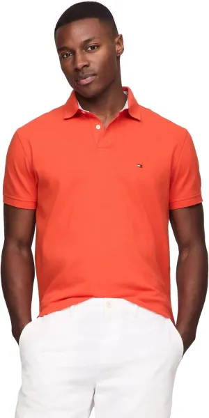 TOMMY HILFIGER Men's Polo Shirt Regular Fit, DeepOrange801, S