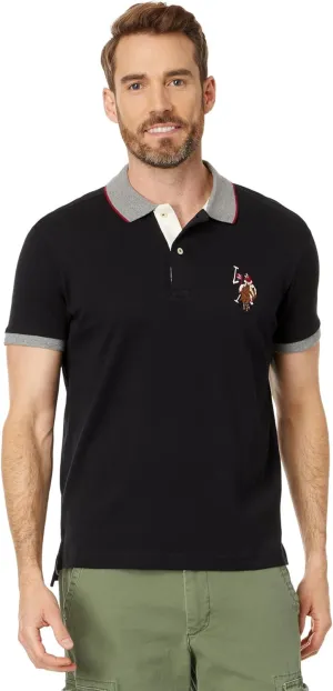 U.S. POLO ASSN. Men's Short Sleeve Slim Fit Multicolor Pony Interlock Polo Shirt
