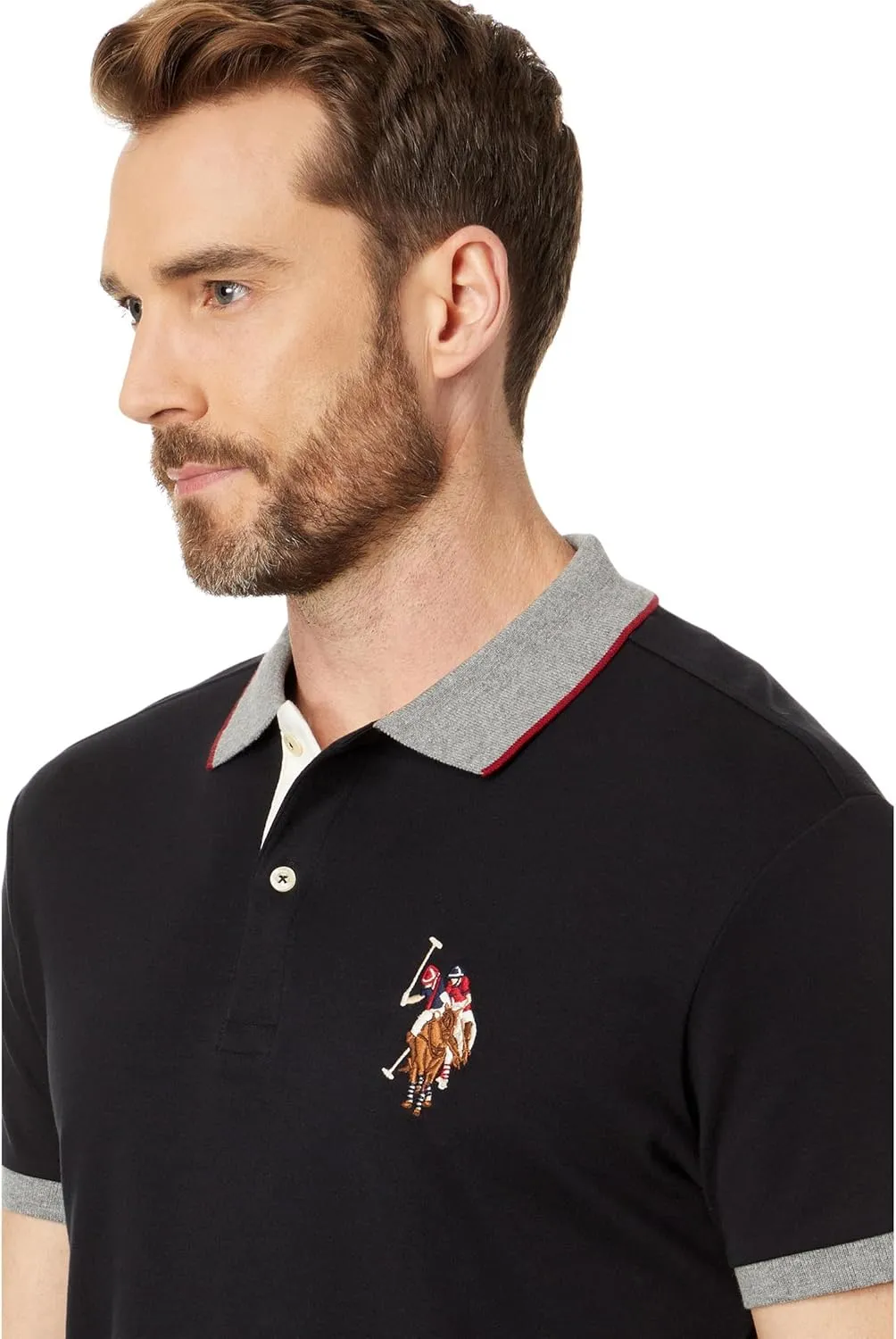 U.S. POLO ASSN. Men's Short Sleeve Slim Fit Multicolor Pony Interlock Polo Shirt
