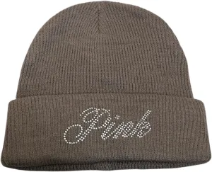 Victoria's Secret Pink Rib Knit Rhinestones Shine Beanie Color Brown New