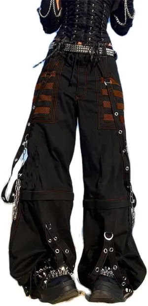 Women Vintage Baggy Jeans Grunge Gothic Tripp Pants Punk Goth Wide Leg Denim Pants Y2k Loose Casual Jeans Streetwear