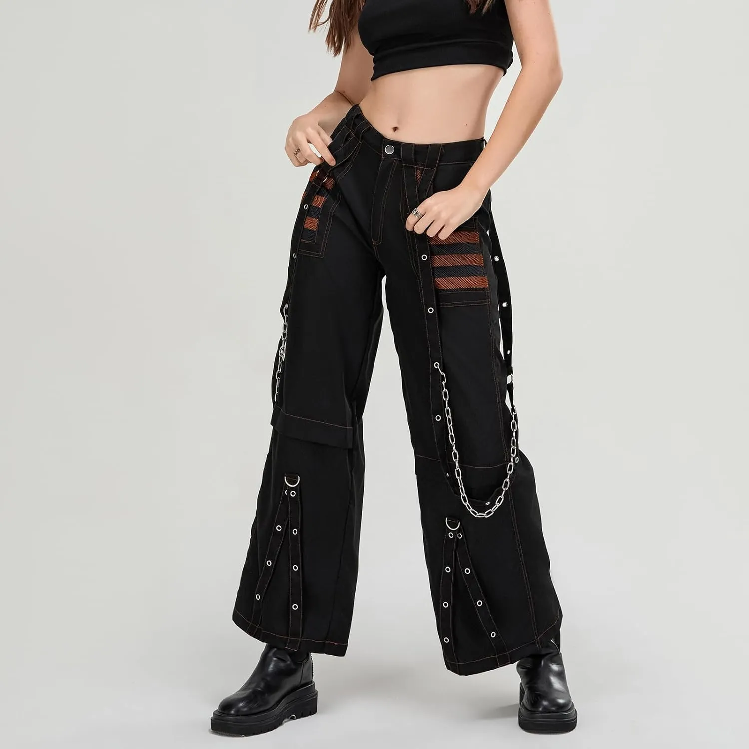 Women Vintage Baggy Jeans Grunge Gothic Tripp Pants Punk Goth Wide Leg Denim Pants Y2k Loose Casual Jeans Streetwear