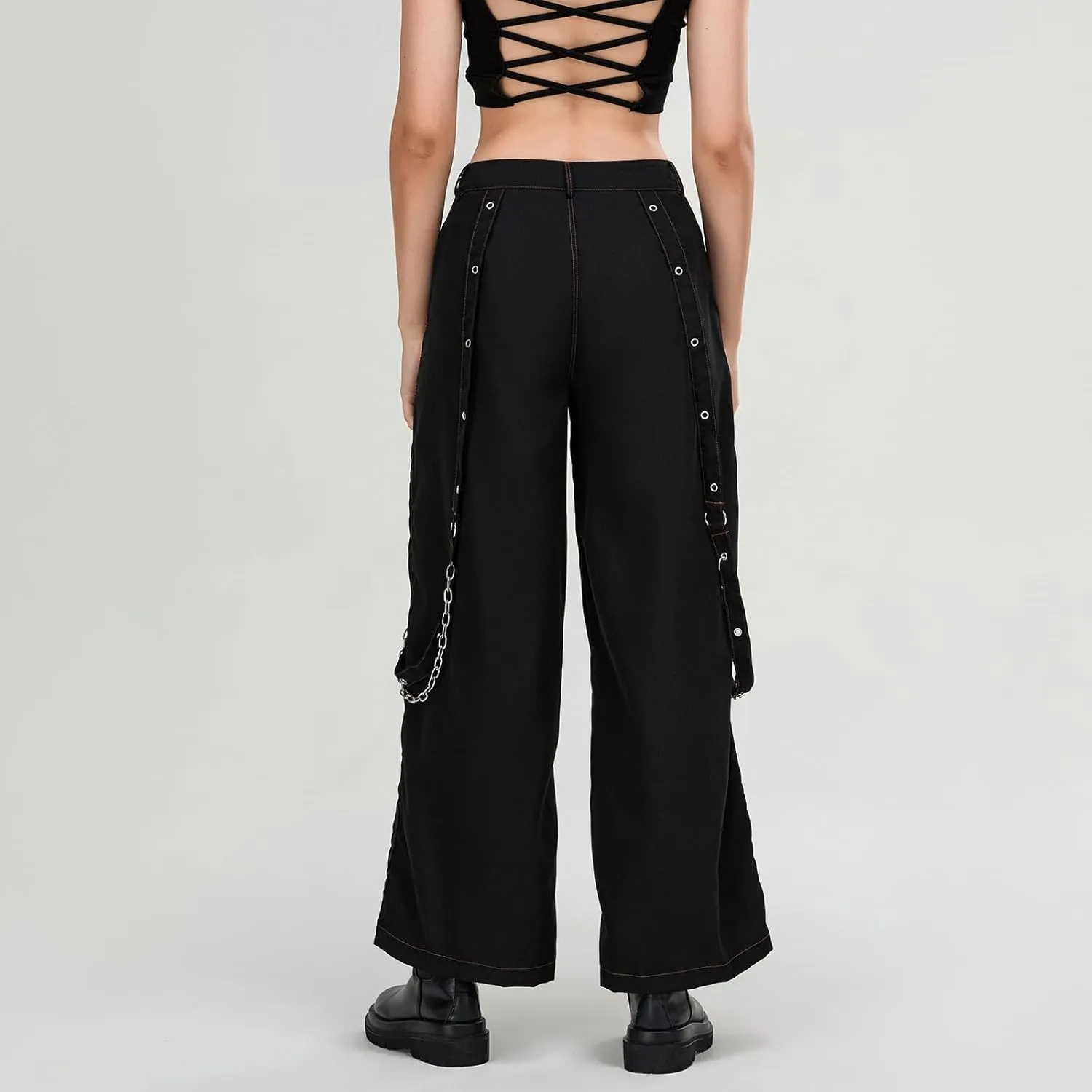 Women Vintage Baggy Jeans Grunge Gothic Tripp Pants Punk Goth Wide Leg Denim Pants Y2k Loose Casual Jeans Streetwear