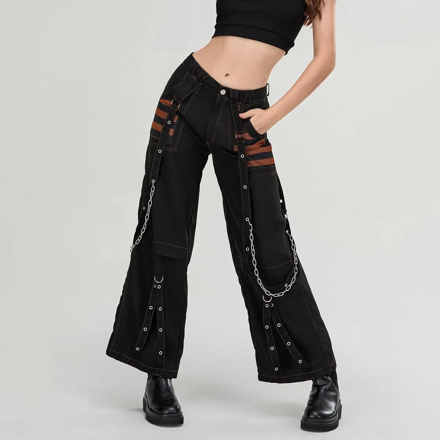 Women Vintage Baggy Jeans Grunge Gothic Tripp Pants Punk Goth Wide Leg Denim Pants Y2k Loose Casual Jeans Streetwear