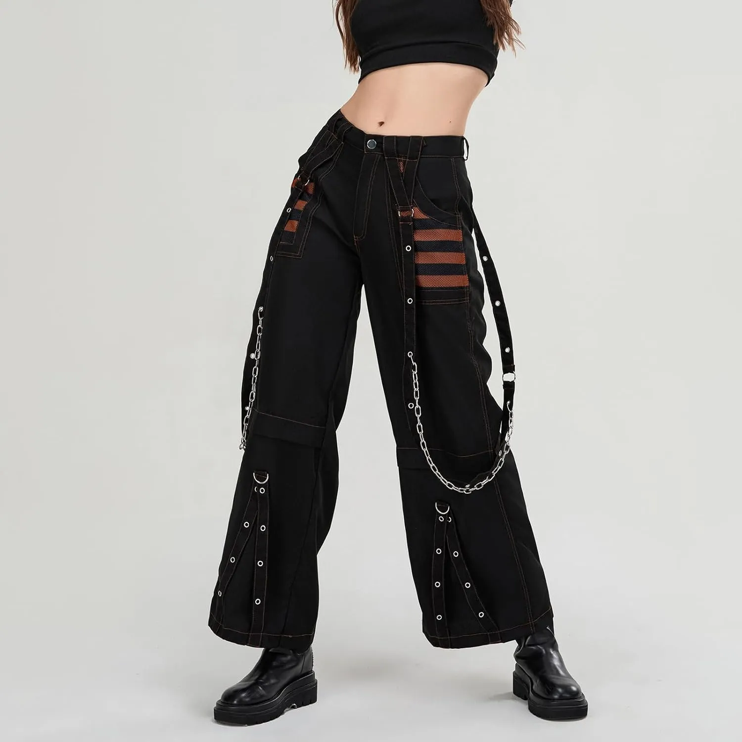 Women Vintage Baggy Jeans Grunge Gothic Tripp Pants Punk Goth Wide Leg Denim Pants Y2k Loose Casual Jeans Streetwear